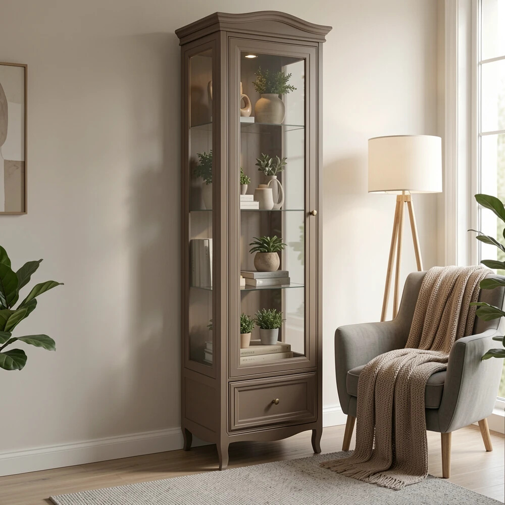 Витрина левая  с зеркалом М601L/Q коричневая
