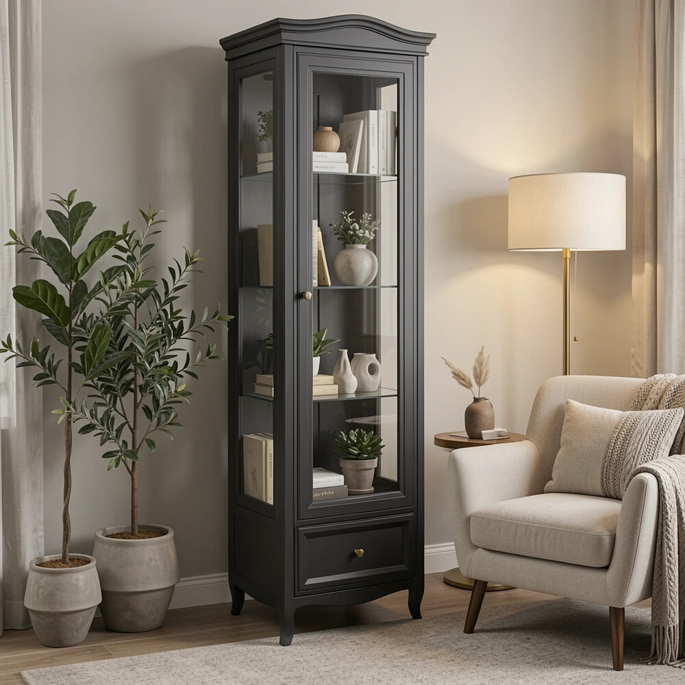 Витрина правая с зеркалом М601R/BL черная