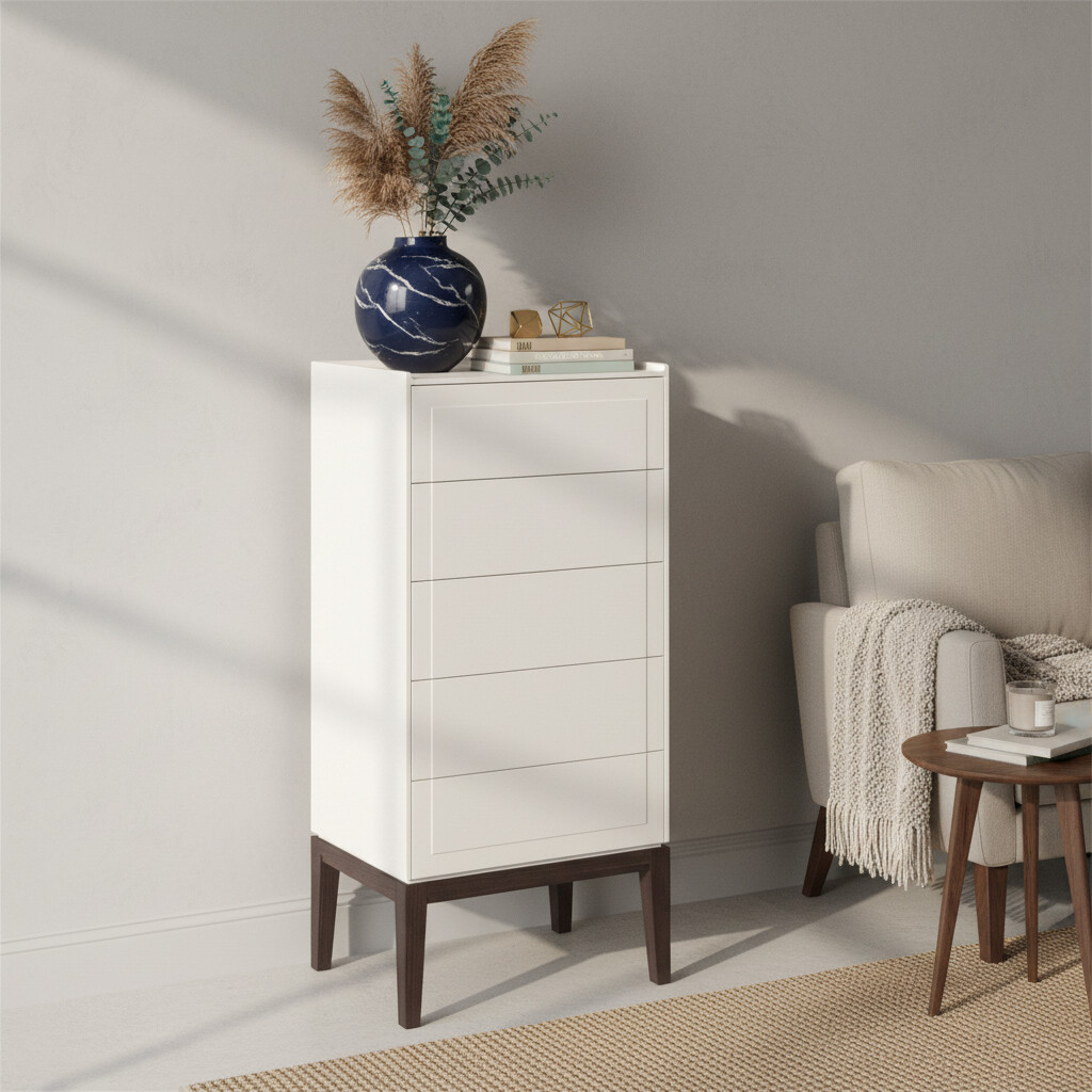 Комод высокий 5 ящиков MRS315W White