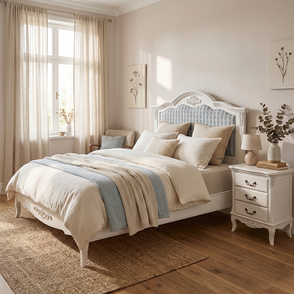 Кровать двуспальная В216 Marlette, Полосы с голубикой, 160×200 см
