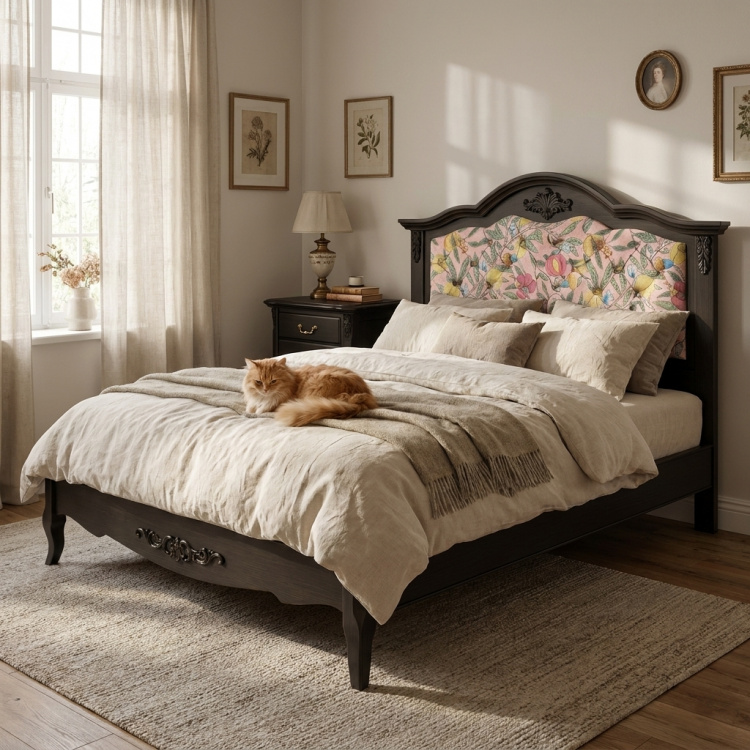 Кровать двуспальная В216BL Marlette, Фрукты, Розовая пудра, 160×200 см