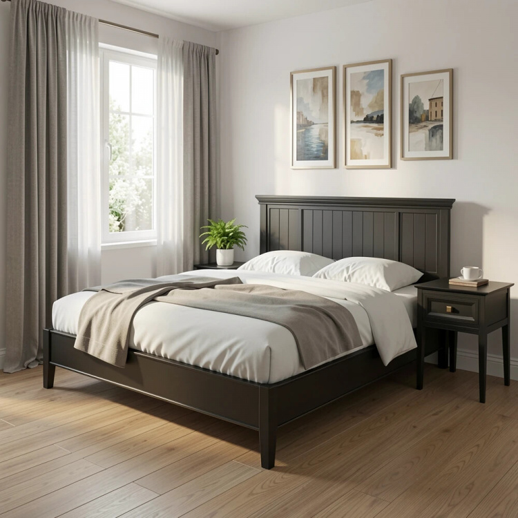 Кровать с жесткой спинкой 180x200 Тесоро черная T208BL