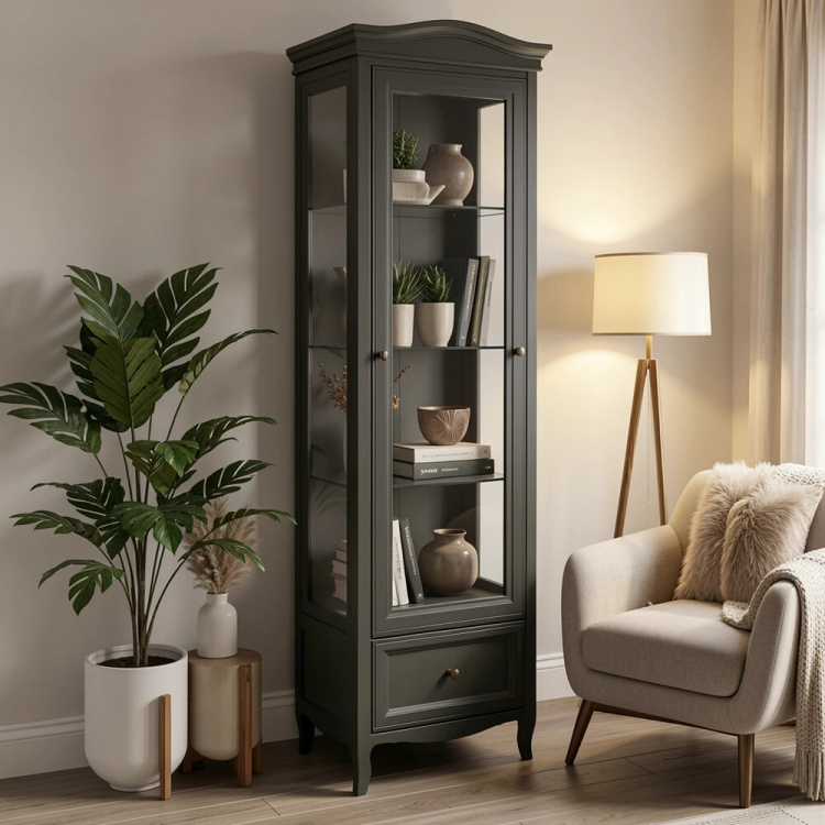 Витрина левая  с зеркалом М601L/BL черная