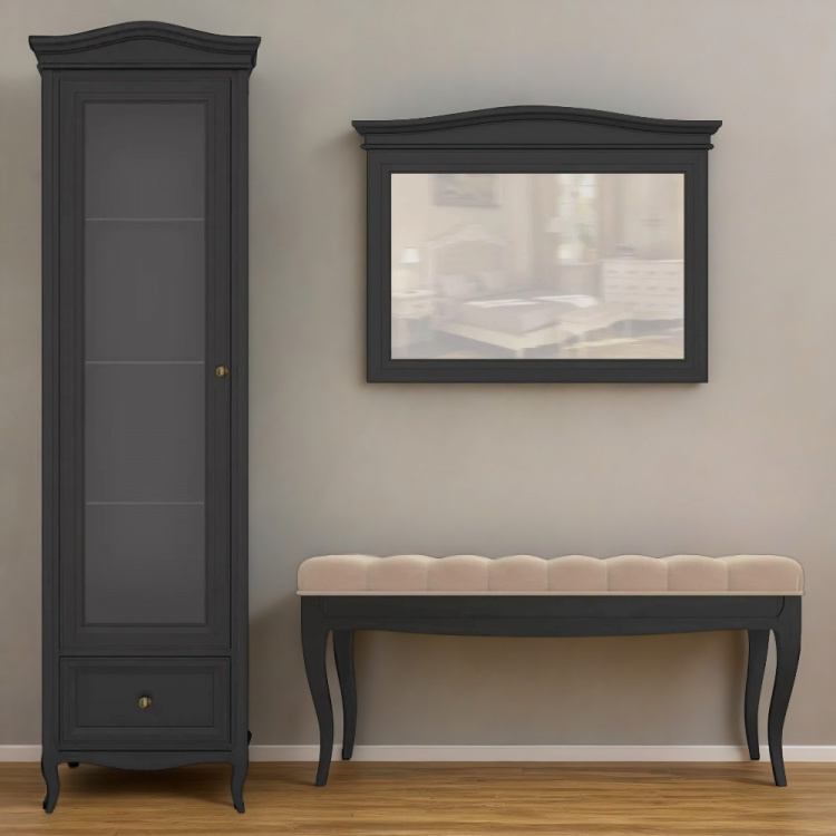 Витрина левая  с зеркалом М601L/BL черная