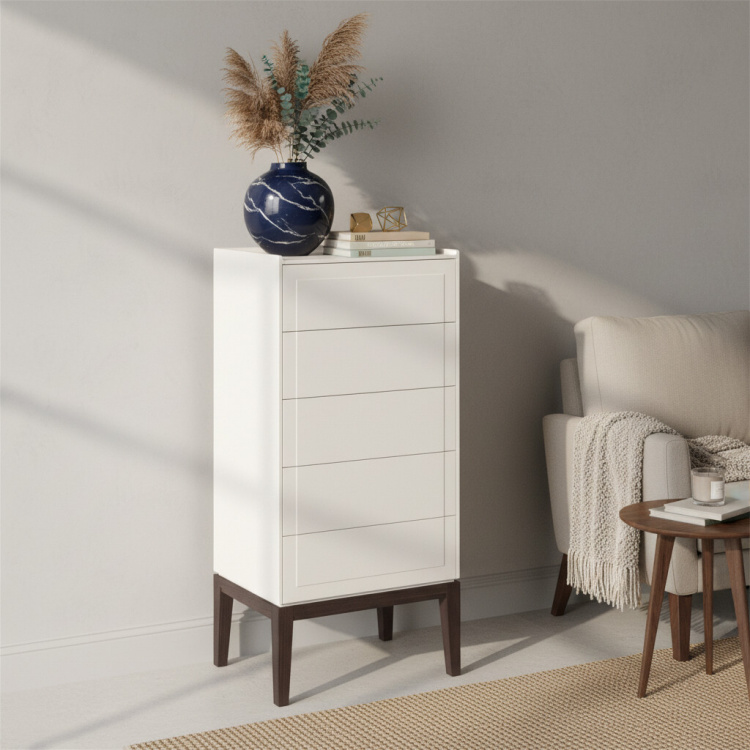 Комод высокий 5 ящиков MRS315W White