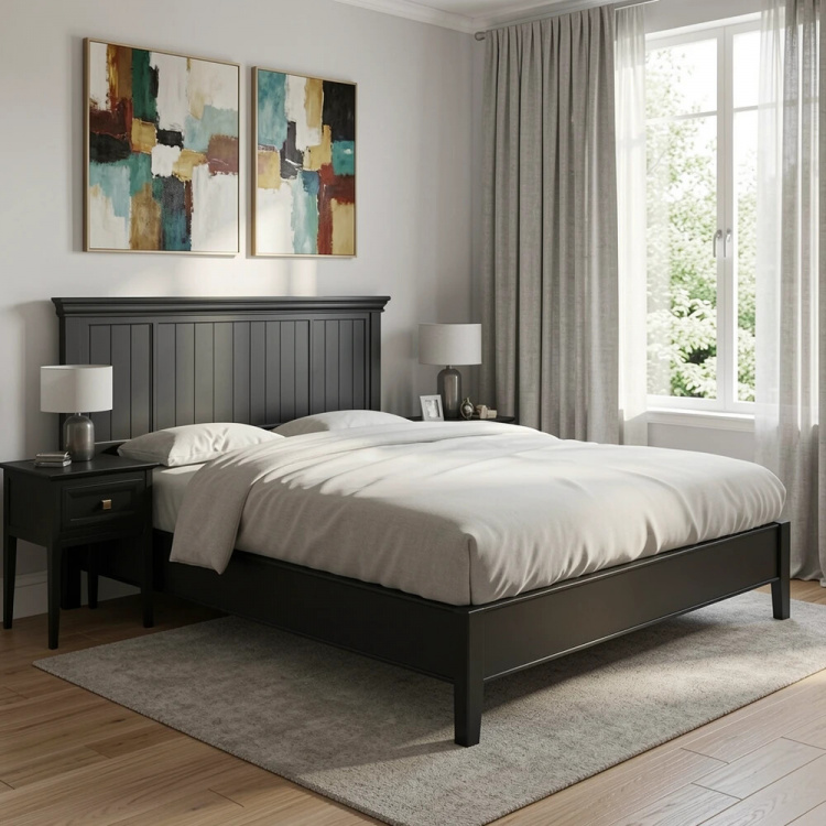 Кровать с жесткой спинкой 180x200 Тесоро черная T208BL