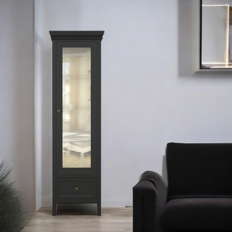 Витрина левая с зеркалом L Тесоро черная T601L/BL