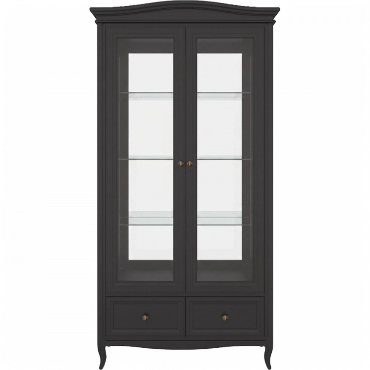 Витрина двухдверная c зеркалом М603BL черная