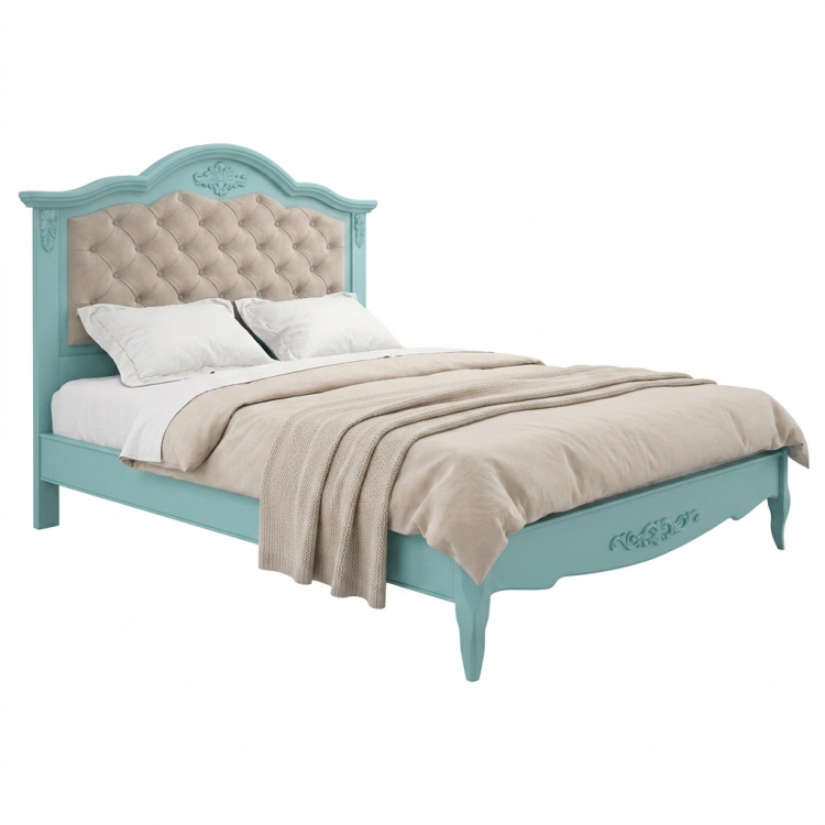 Кровать с мягким изголовьем 160*200 В216 Голубая
