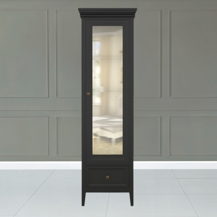 Витрина левая с зеркалом L Тесоро черная T601L/BL