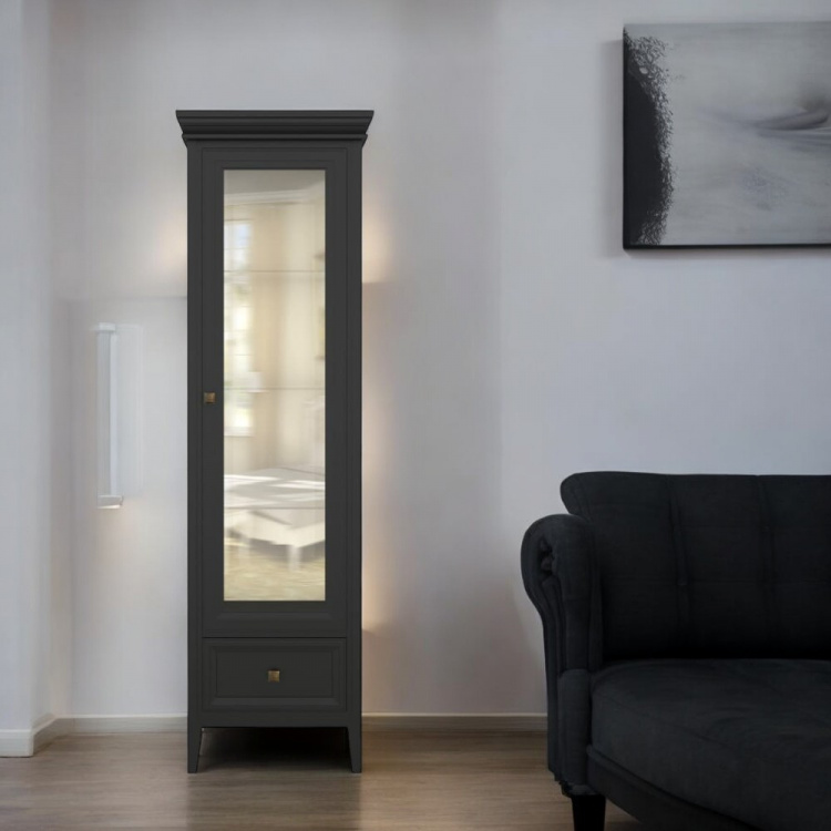 Витрина левая с зеркалом L Тесоро черная T601L/BL