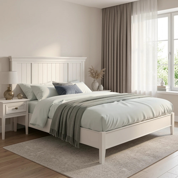 Кровать с жесткой спинкой 180x200 Тесоро белая T208W