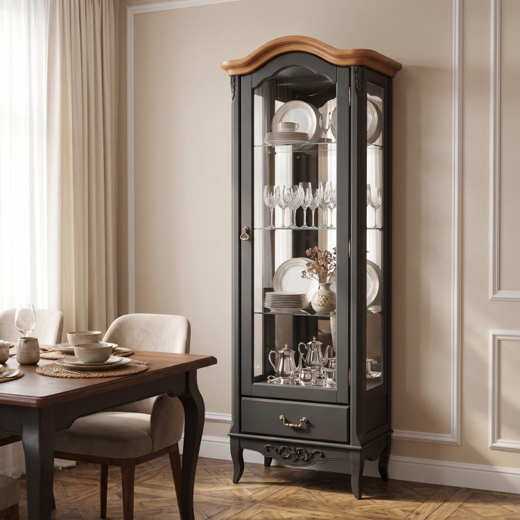 Витрина стеклянная R с зеркалом W601/1BL