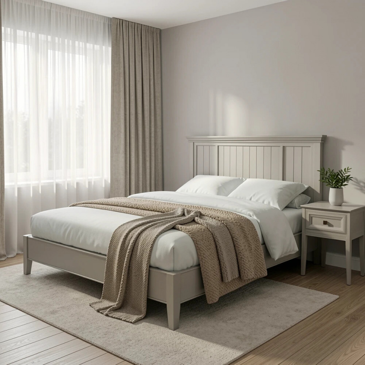 Кровать с жесткой спинкой 160x200 Тесоро серая T206G