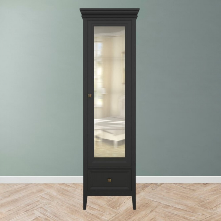 Витрина левая с зеркалом L Тесоро черная T601L/BL
